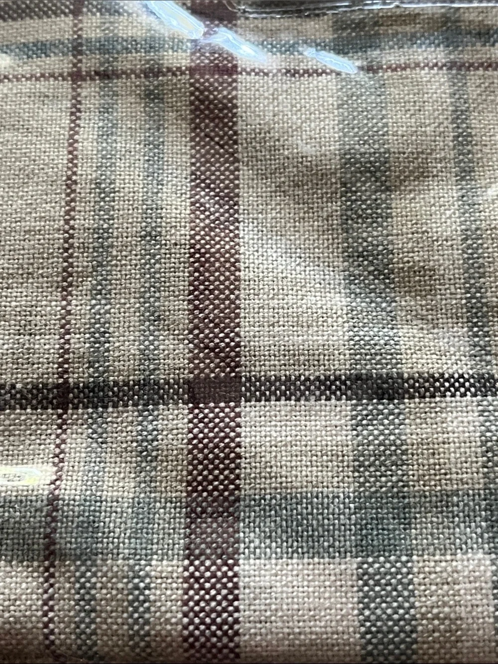 Pottery Barn tan Plaid Utility Liner with Brown and Green Stripes 43183217 NWT